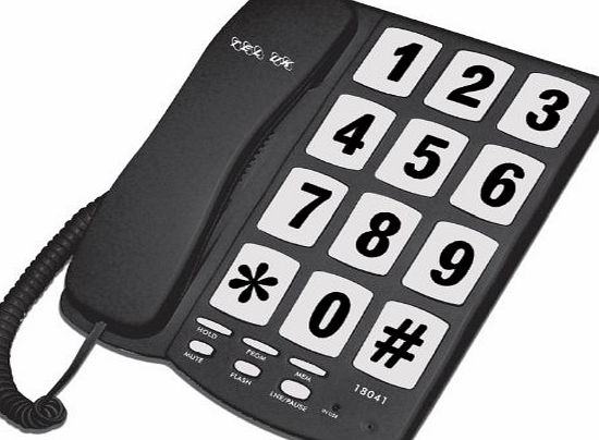 TEL UK  New Yorker Big Button Corded Telephone - Black