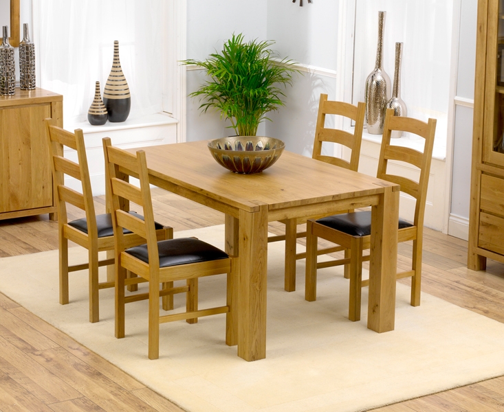tempo Solid Oak Dining Table 150cm and 4 Lavena