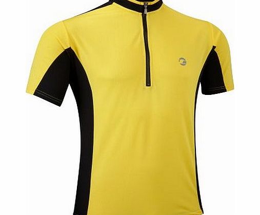 Tenn-Outdoors Mens Coolflo Short Sleeve Cycling Jersey - Yellow/Black, Large