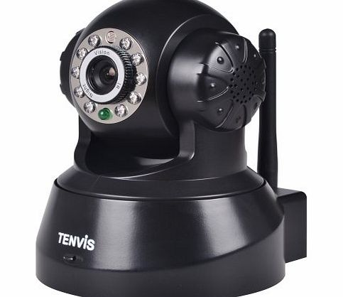 Tenvis JPT3815W Wireless IP Wi-Fi Network IR Night Vision Monitor CCTV Security Camera - Black