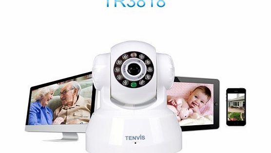 Tenvis TR3818 P2P Wireless WiFi IP Network Indoor Camera Security, 2 Way Audio, Motion Dection, IR Night Vision, Baby Monitor