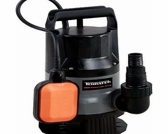 Terratek - 400 watt Submersible Dirty and Clean Water Pump with Float Switch - Flow Rate of 7,500 litres per hour