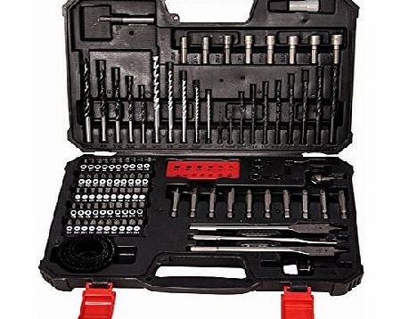 Terratek 110Pcs combination HSS Drill Bits,Screwdriver Set for Masonry, Wood and Steel in Carry Case