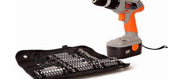Terratek TPDC18134K 18V Cordless Drill with Accessory Kit (120 Pieces)