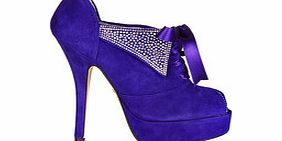 Emma purple suede crystal ankle boots