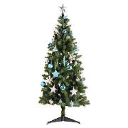 6Ft Tree With Blue/ Silver Decorations
