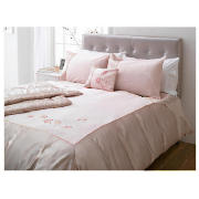 tesco Amiee Embroidered Duvet Set Double, Pink