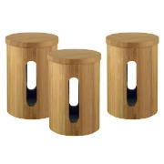 bamboo small storage canisters, set of 3