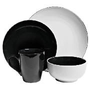 Coupe Two Tone Dinner set 12 piece Black