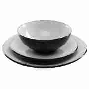 Coupe Two Tone Dinner Set 12pce Black
