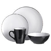 Coupe Two Tone Dinner Set 16pce Black