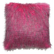 feather faux fur cushion 43x43cm fuchsia