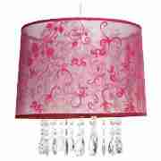 Flock on Voile shade with droplets plum