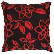 Floral Chenille Cushion Red