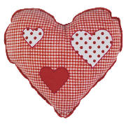 Kids Embroidered Heart Gingham Cushion,