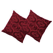 Ogee Jacquard Cushion Red, Ryley, Twinpack