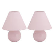 Tesco Pair of Sphere Ceramic Table Lamps, Pink