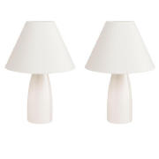 Tesco Pair Of Tapered Ceramic Table Lamps, Cream