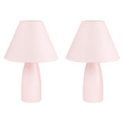 Tesco Pair Of Tapered Ceramic Table Lamps, Pink