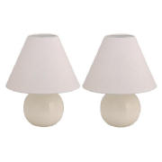 Pair Sphere Ceramic Table Lamps, Cream