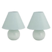 Pair Sphere Ceramic Table Lamps, Green