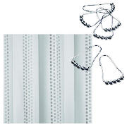 peva stripe silver shower curtain & beaded