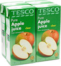 Tesco Pure Clear Apple Juice (4x1L) On Offer