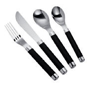 Tesco soft touch cutlery set 16 pieces - black