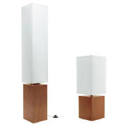 Tesco Square Floor and Table lamp set, Beech