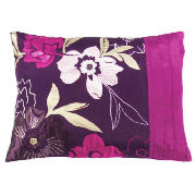 tesco Stitched Floral Cushion, Plum