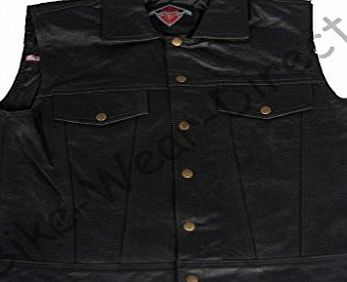 Texpeed Mens Casual Leather Biker Style Waistcoat - 48`` - 2XL