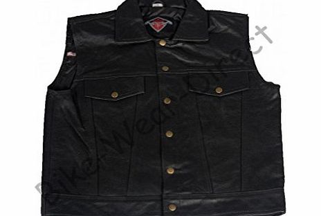 Texpeed Mens Casual Leather Biker Style Waistcoat - 58`` - 7XL