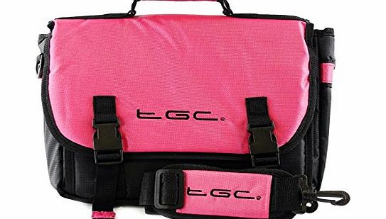 New TGC  Messenger Style TGC Padded Carry Case Bag for the Panasonic LS83 Portable DVD Player (Jet Black & Hot Orange Trims/Lining)