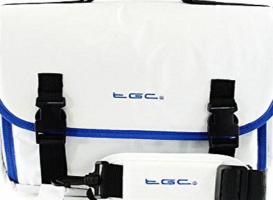 New TGC  Messenger Style TGC Padded Carry Case Bag for the Philips PD7001B/05 7`` Portable DVD Player (Cool White & Dreamy Blue)