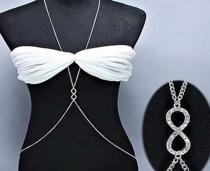 Fashion Womens Sexy Lady Silver 8 Shape Bikini Link Body Belly Waist Band Simple Shiny Body Chain
