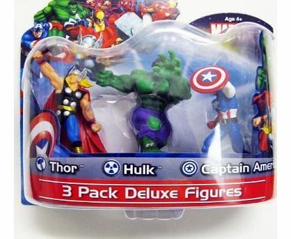 Marvel Avengers - Thor, Hulk amp; Captain America - 3 Pack Deluxe 4`` Figure Pack