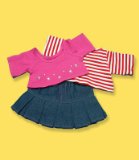 RED STRIPE TOP AND DENIM SKIRT FITS 15 INCH BUILD A BEAR FACTORY