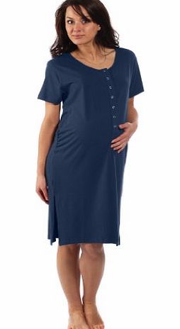 The Bamboo Birthing Shirt - For Pregnancy, Labour, Breastfeeding and Bonding - Midnight Blue - Medium (Pre-pregnancy UK Size 10-12)