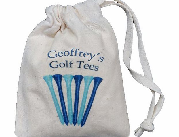 Personalised - Golf Tee Bag - Tiny BLUE Drawstring Cotton Bag - Blue design - SUPPLIED EMPTY - Any name printed!