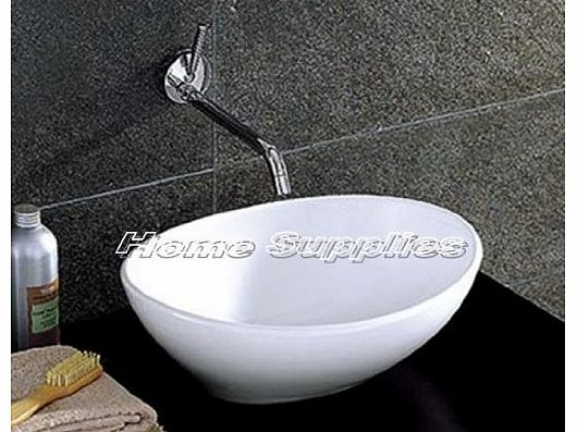 BATHROOM COUNTERTOP OVAL CERAMIC BASIN SINK WITH TAP, WASTE AND BOTTLE TRAP
