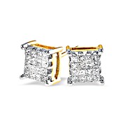 18K Gold Princess Cut Diamond Earrings (0.52ct)