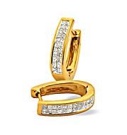 18K Gold Princess Cut Diamond Hoop Earrings (0.50ct)