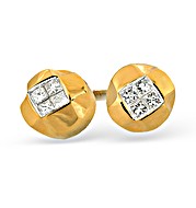 18K Gold Princess Diamond Stud Earrings (0.15ct)