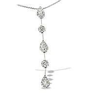 18K White Gold Diamond Drop Necklace 0.76CT