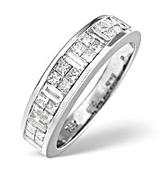 18K White Gold Princess and Baguette Diamond Eternity Ring
