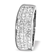 18K White Gold Princess Cut Diamond Half Eternity Ring (1.25ct)