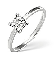 18K White Gold Princess Diamond Cluster Ring