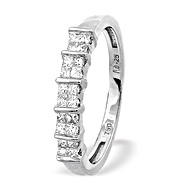 18K White Gold Princess Half Eternity Diamond Ring (0.25ct)