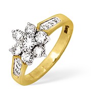 18KY Diamond Flower Cluster Ring with Shoulder Detail 1.00ct