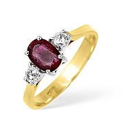 18KY Ruby Ring with Diamond Shoulder Detail 0.20CT